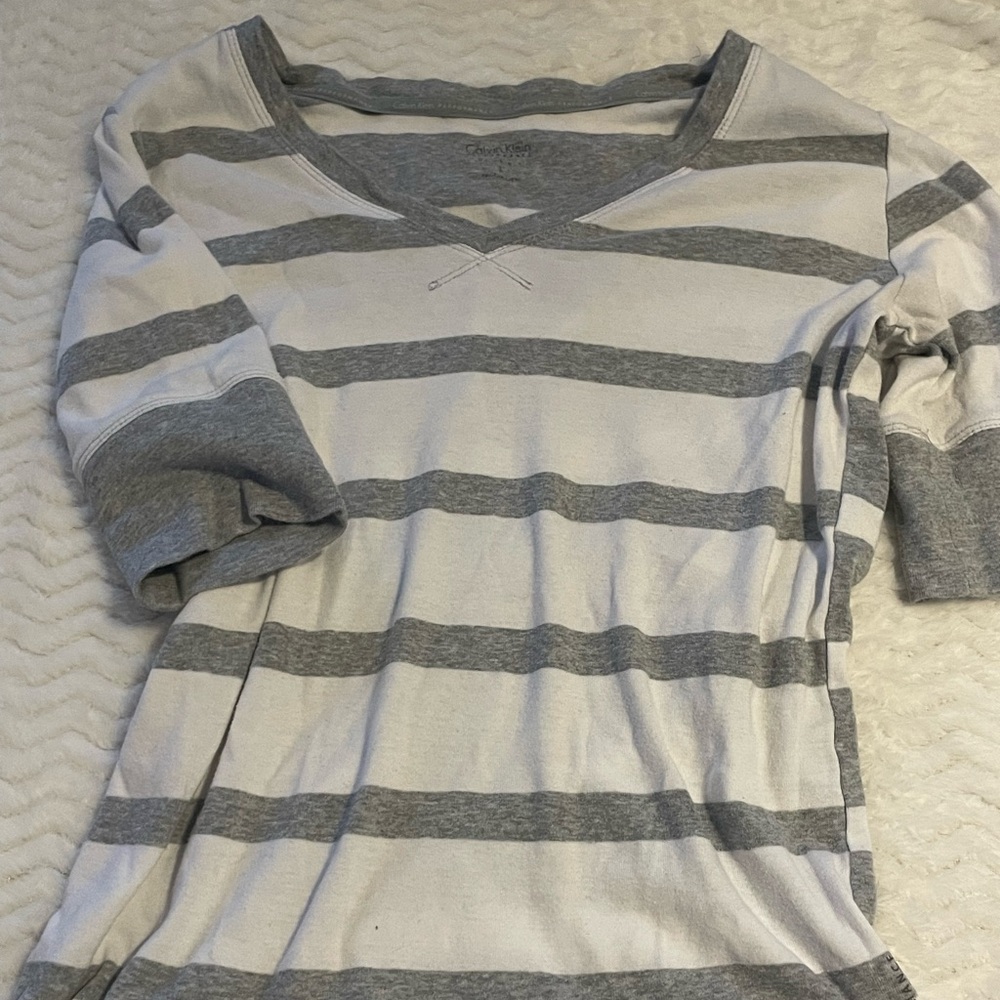 Calvin Klein vintage striped lounge v neck top
